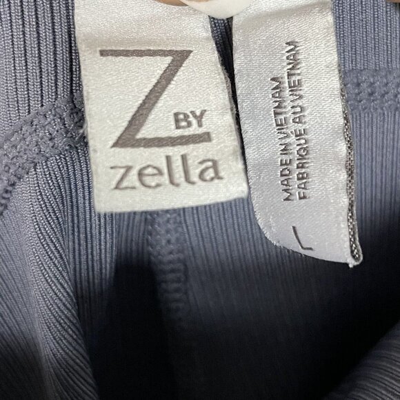 Z by Zella Gray Ribbed Leggings Size L Mid-Rise Side Pockets - Picture 4 of 4